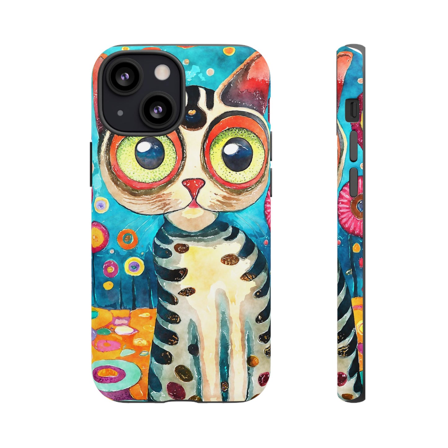 Here Kitty Kitty, Colorful Cat Phone Case - Unique Artistic Design for Cat Lovers