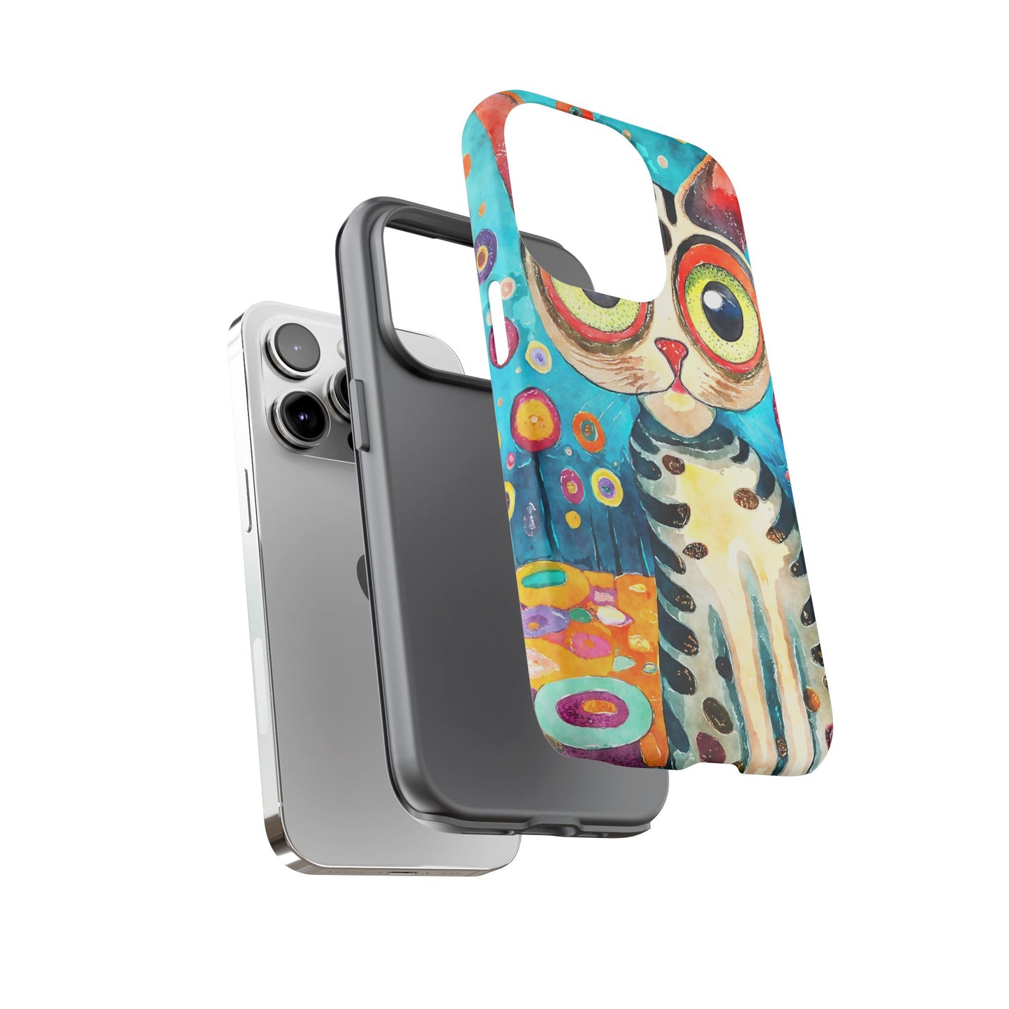 Here Kitty Kitty, Colorful Cat Phone Case - Unique Artistic Design for Cat Lovers