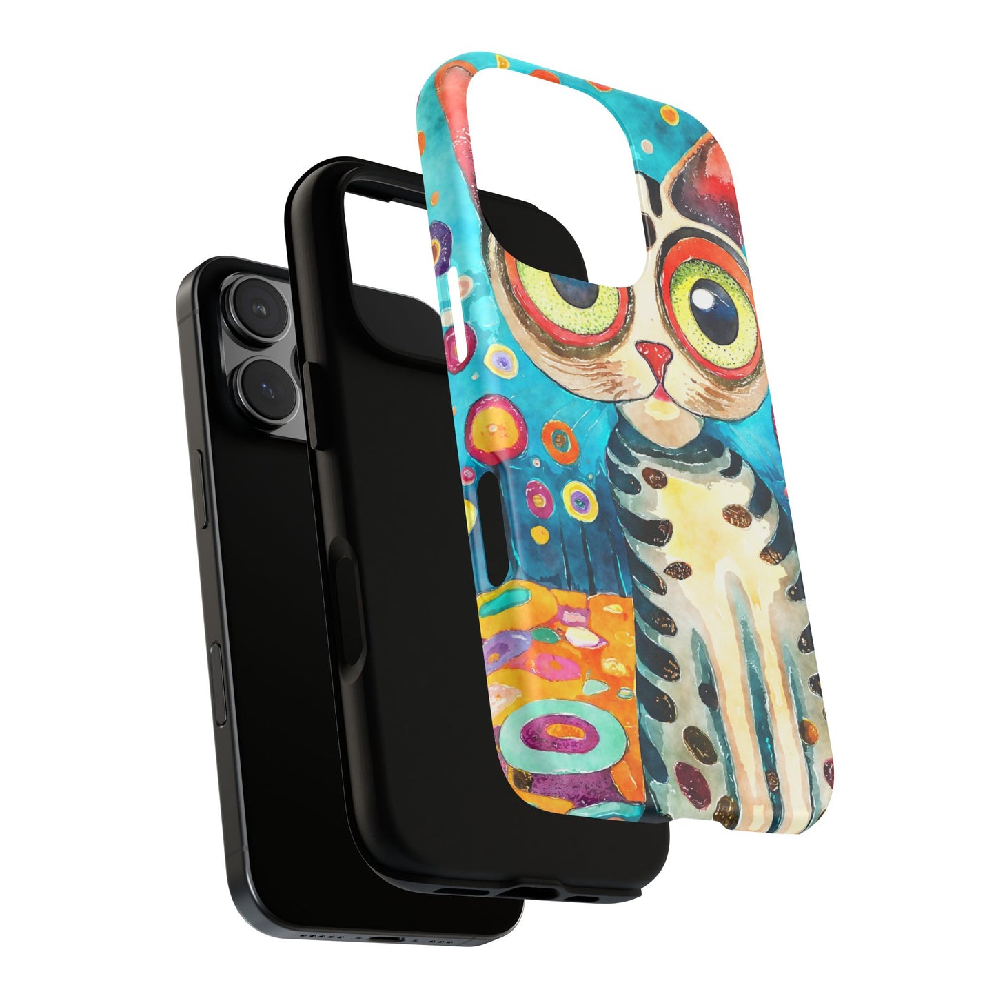 Here Kitty Kitty, Colorful Cat Phone Case - Unique Artistic Design for Cat Lovers