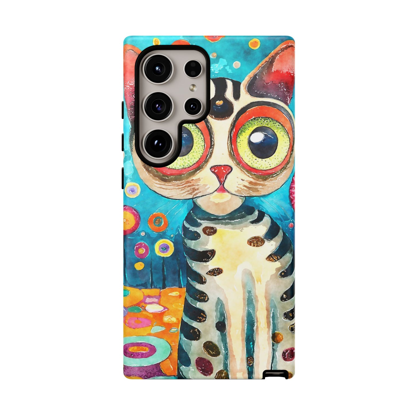 Here Kitty Kitty, Colorful Cat Phone Case - Unique Artistic Design for Cat Lovers