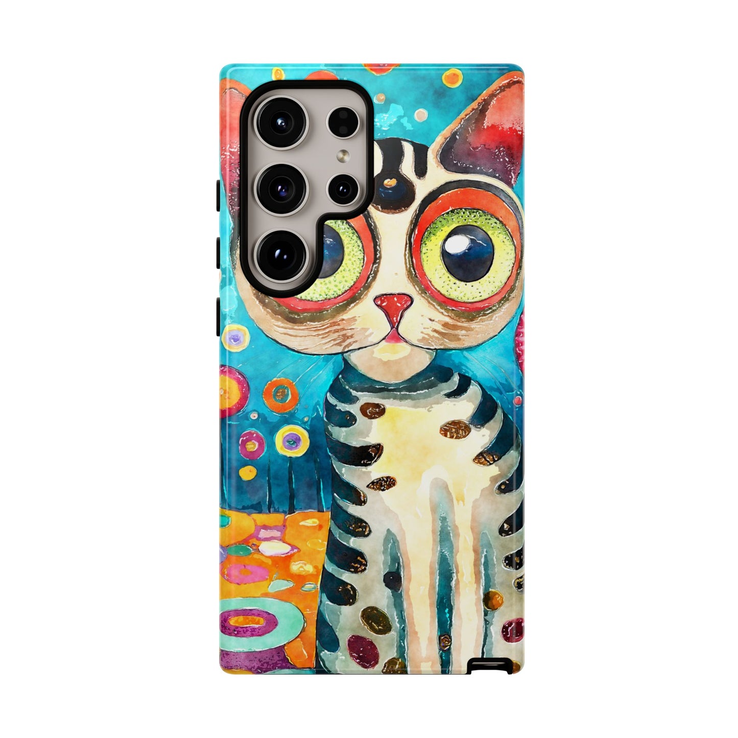 Here Kitty Kitty, Colorful Cat Phone Case - Unique Artistic Design for Cat Lovers