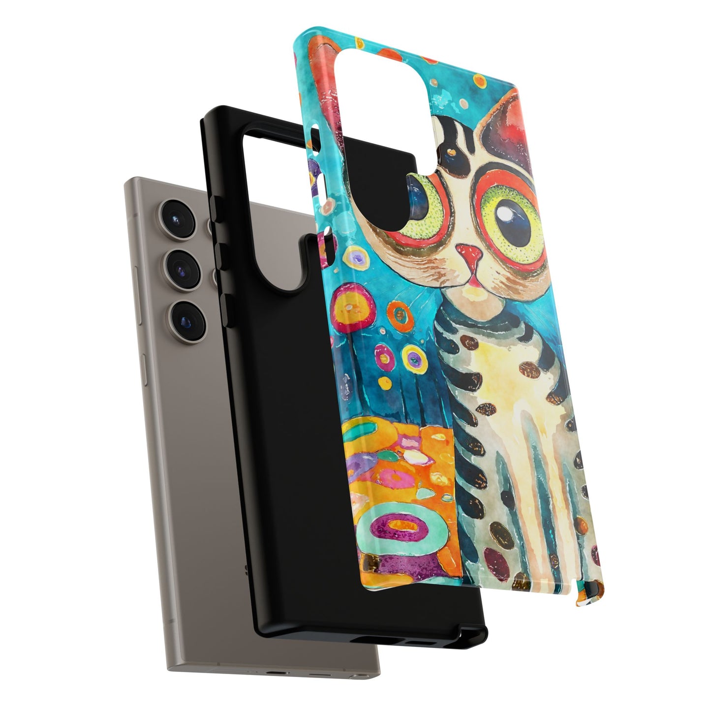 Here Kitty Kitty, Colorful Cat Phone Case - Unique Artistic Design for Cat Lovers