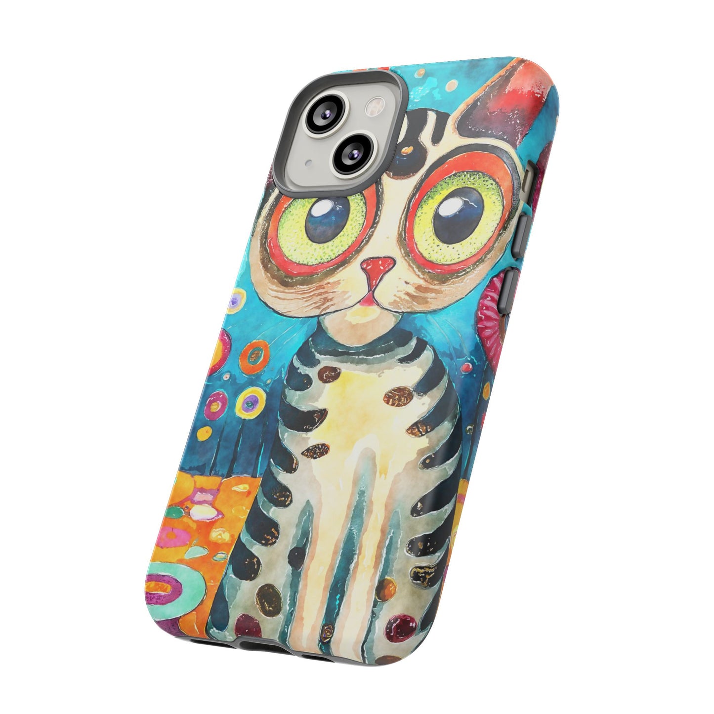 Here Kitty Kitty, Colorful Cat Phone Case - Unique Artistic Design for Cat Lovers