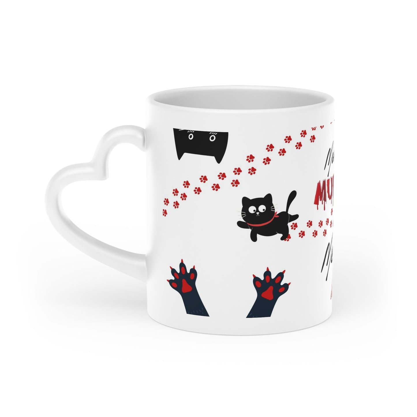 Morning Murder Meow Heart-Shaped Mug