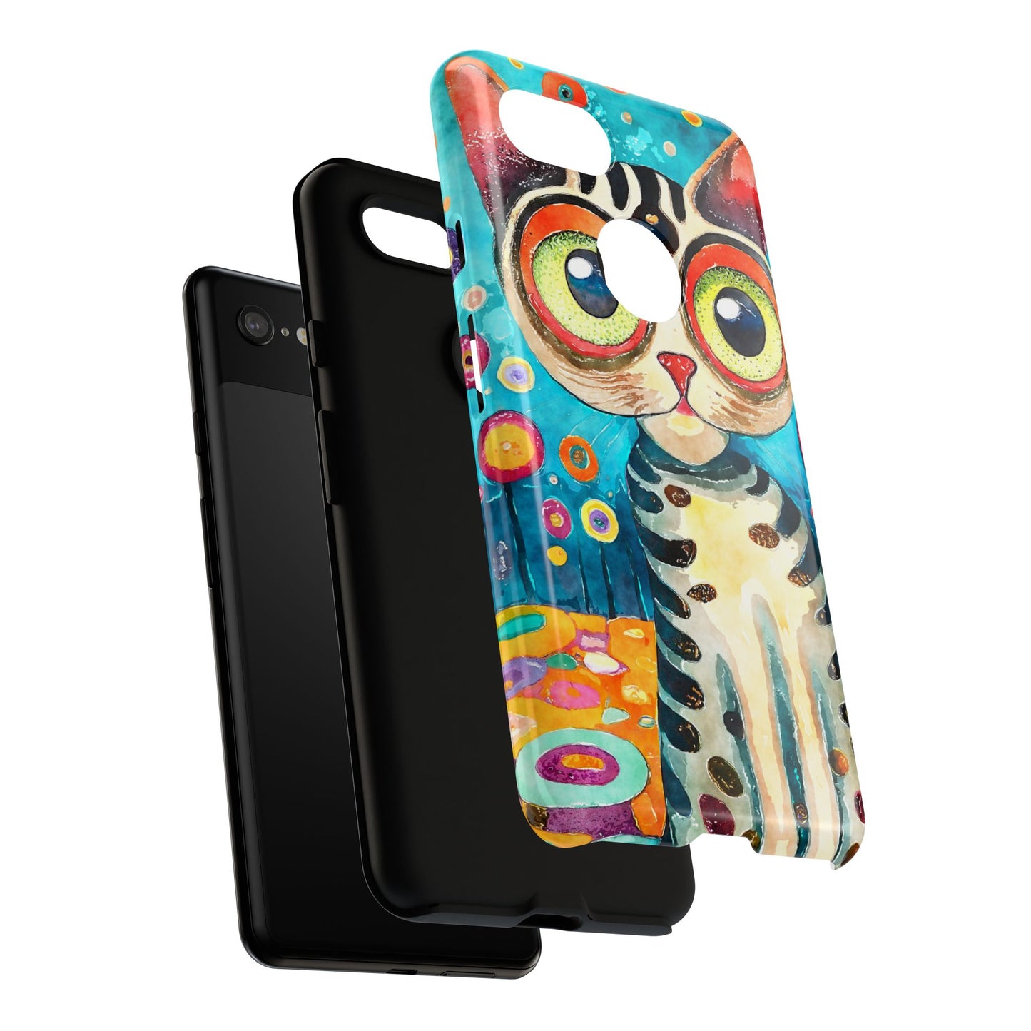 Here Kitty Kitty, Colorful Cat Phone Case - Unique Artistic Design for Cat Lovers