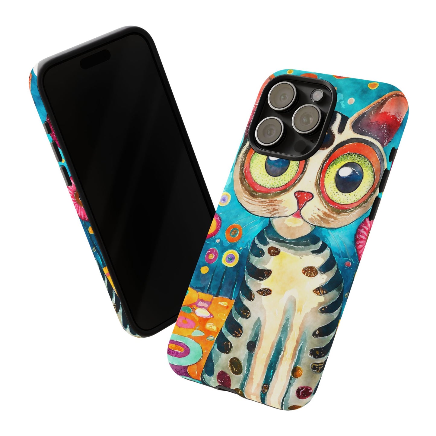 Here Kitty Kitty, Colorful Cat Phone Case - Unique Artistic Design for Cat Lovers