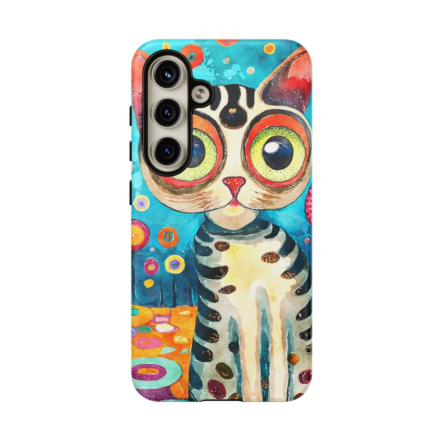 Here Kitty Kitty, Colorful Cat Phone Case - Unique Artistic Design for Cat Lovers