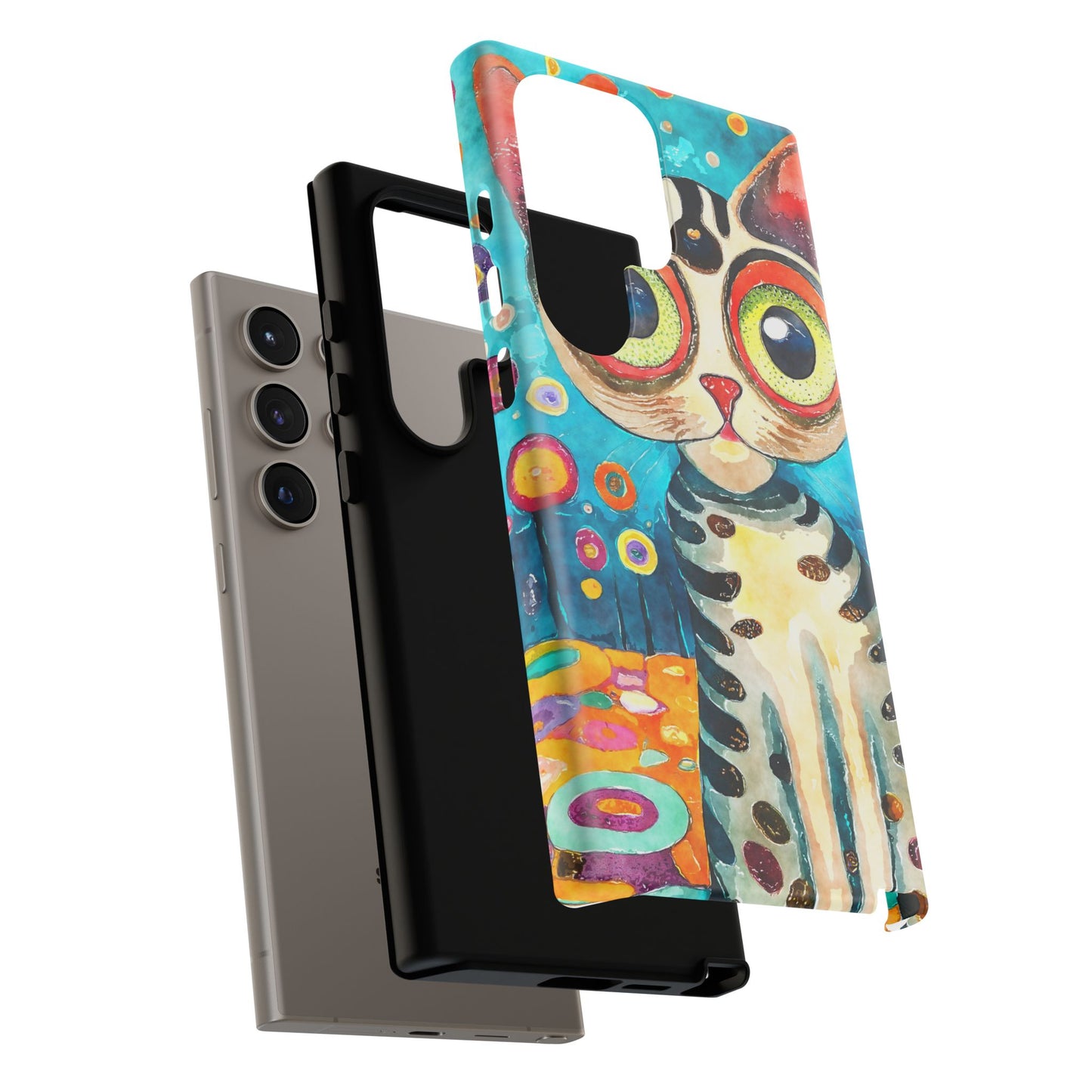 Here Kitty Kitty, Colorful Cat Phone Case - Unique Artistic Design for Cat Lovers