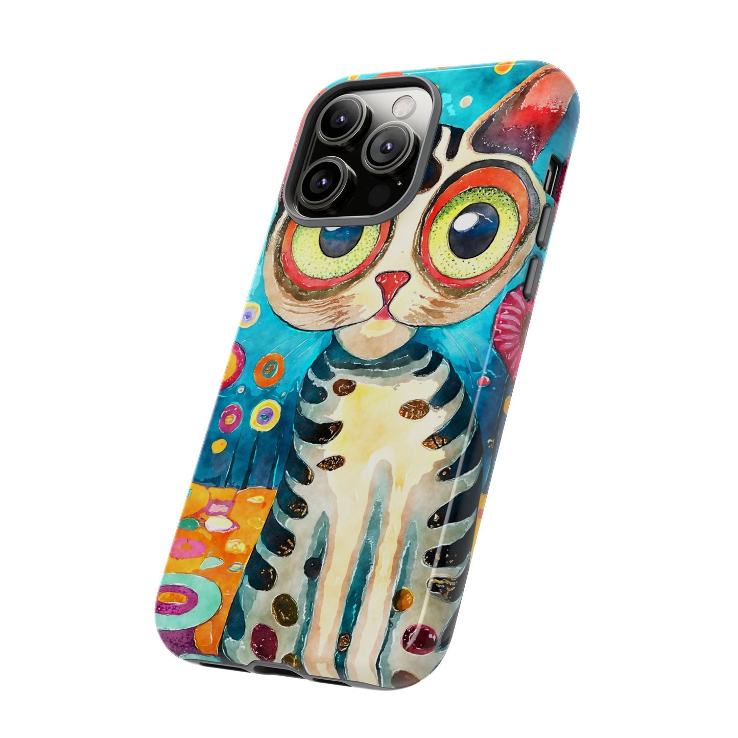 Here Kitty Kitty, Colorful Cat Phone Case - Unique Artistic Design for Cat Lovers