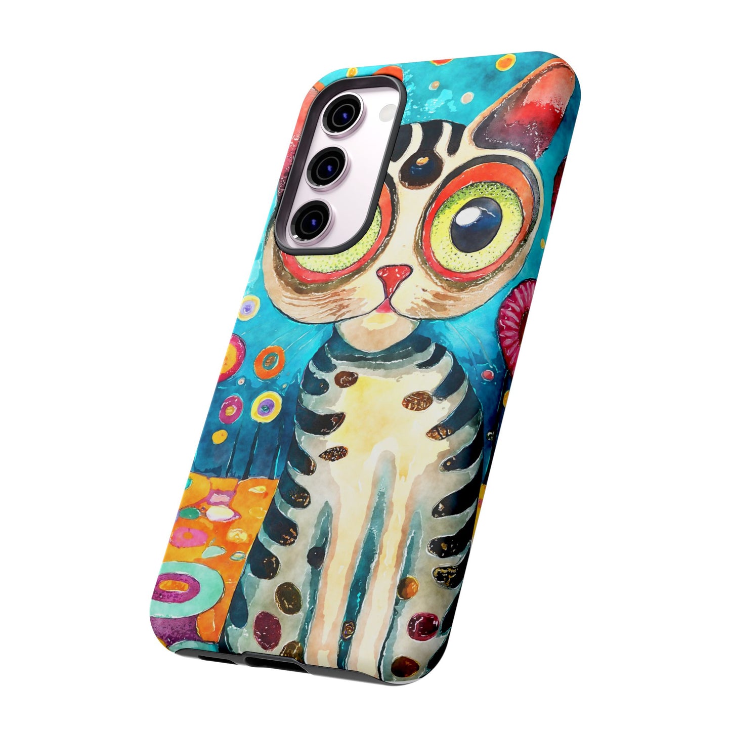 Here Kitty Kitty, Colorful Cat Phone Case - Unique Artistic Design for Cat Lovers