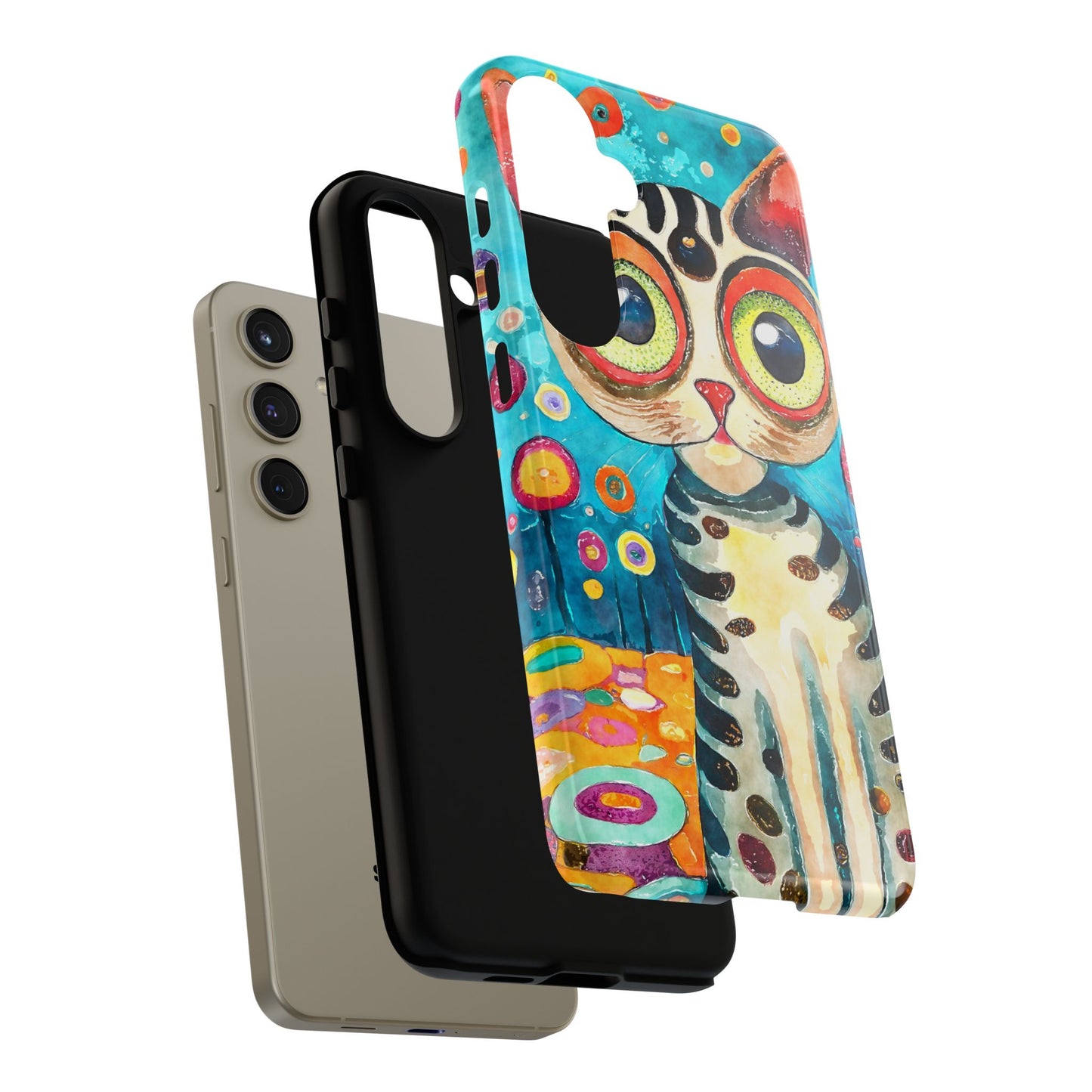 Here Kitty Kitty, Colorful Cat Phone Case - Unique Artistic Design for Cat Lovers