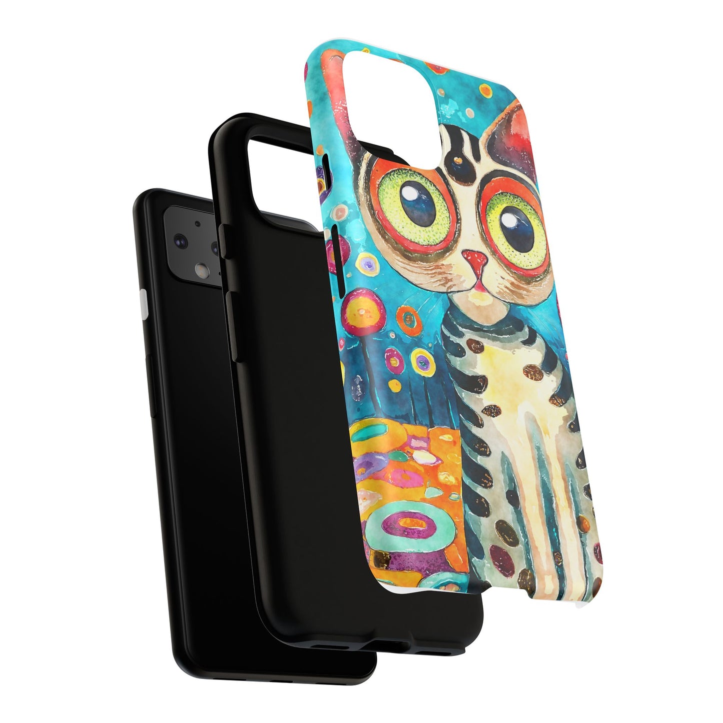 Here Kitty Kitty, Colorful Cat Phone Case - Unique Artistic Design for Cat Lovers