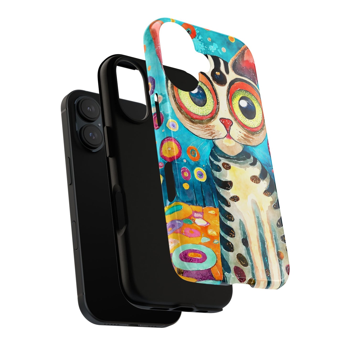 Here Kitty Kitty, Colorful Cat Phone Case - Unique Artistic Design for Cat Lovers