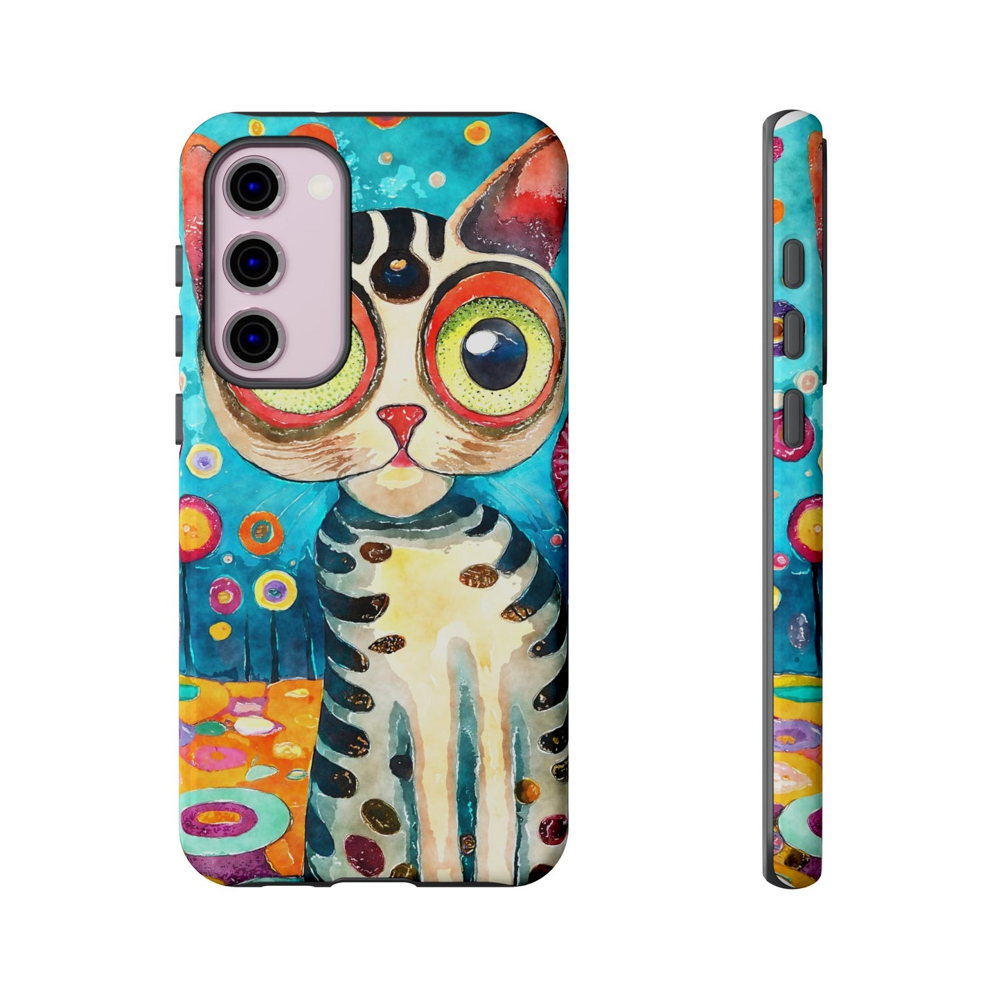 Here Kitty Kitty, Colorful Cat Phone Case - Unique Artistic Design for Cat Lovers