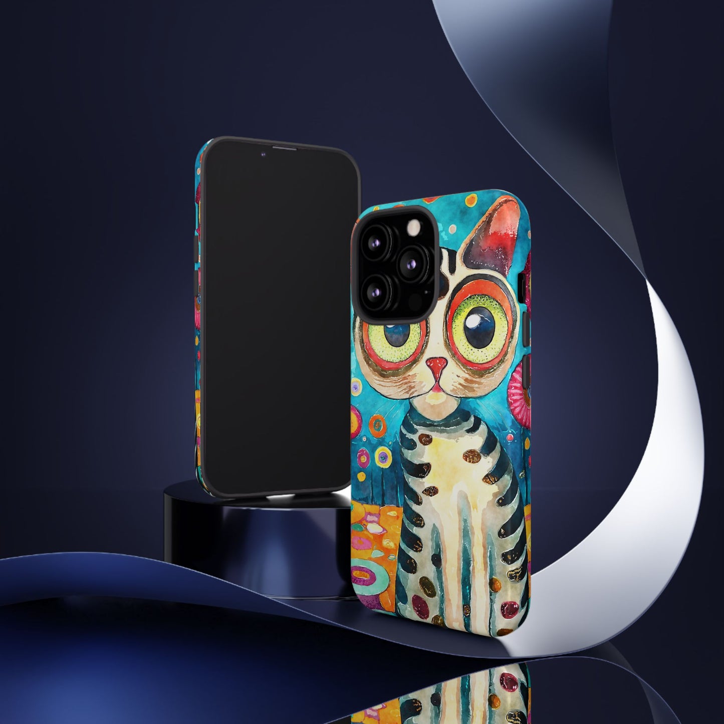 Here Kitty Kitty, Colorful Cat Phone Case - Unique Artistic Design for Cat Lovers