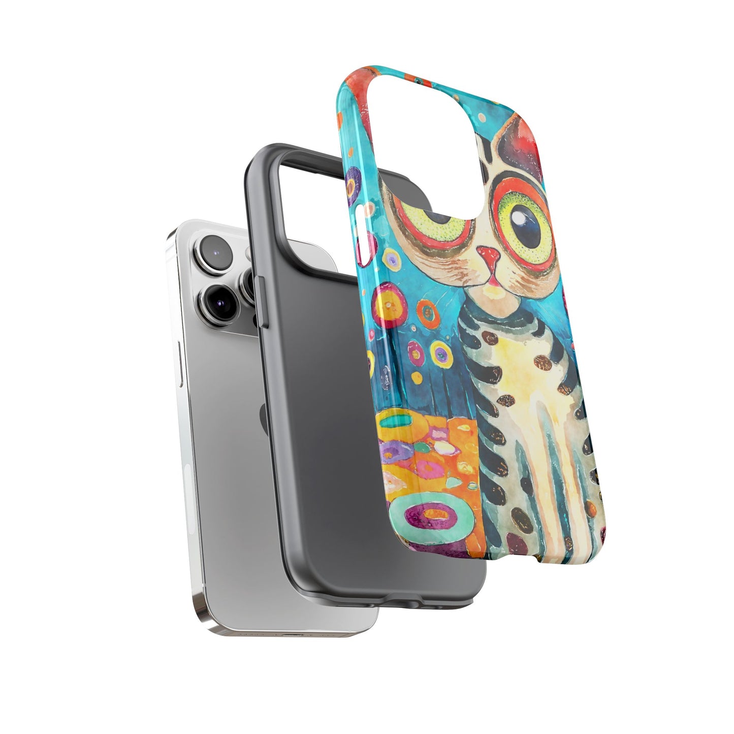 Here Kitty Kitty, Colorful Cat Phone Case - Unique Artistic Design for Cat Lovers