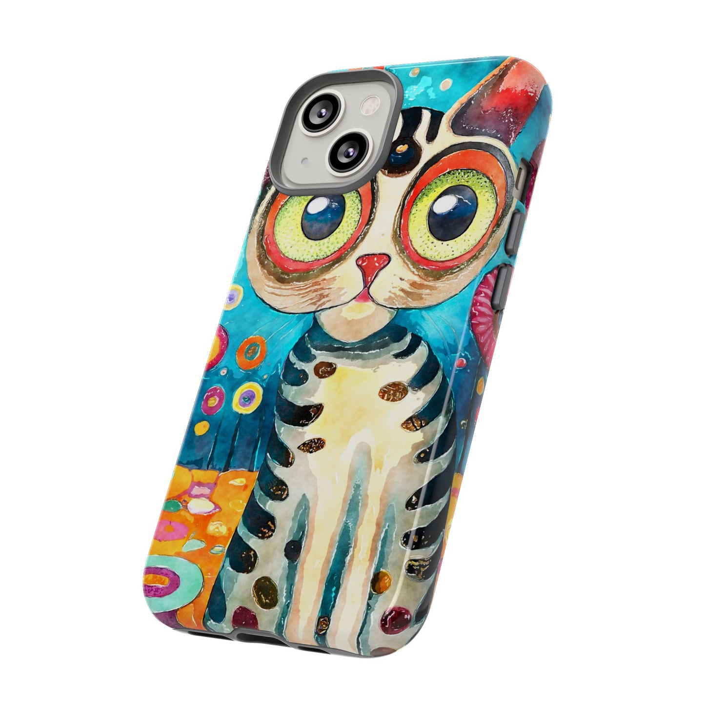 Here Kitty Kitty, Colorful Cat Phone Case - Unique Artistic Design for Cat Lovers