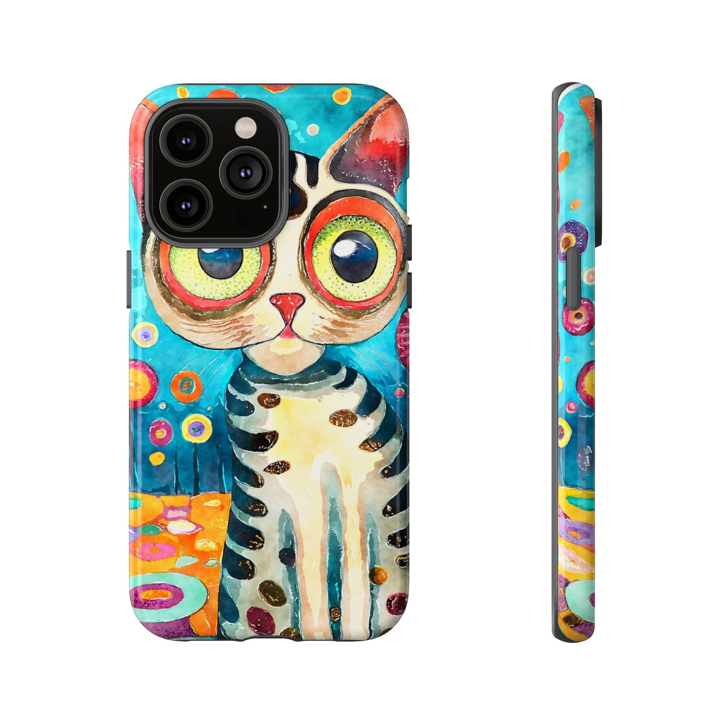 Here Kitty Kitty, Colorful Cat Phone Case - Unique Artistic Design for Cat Lovers