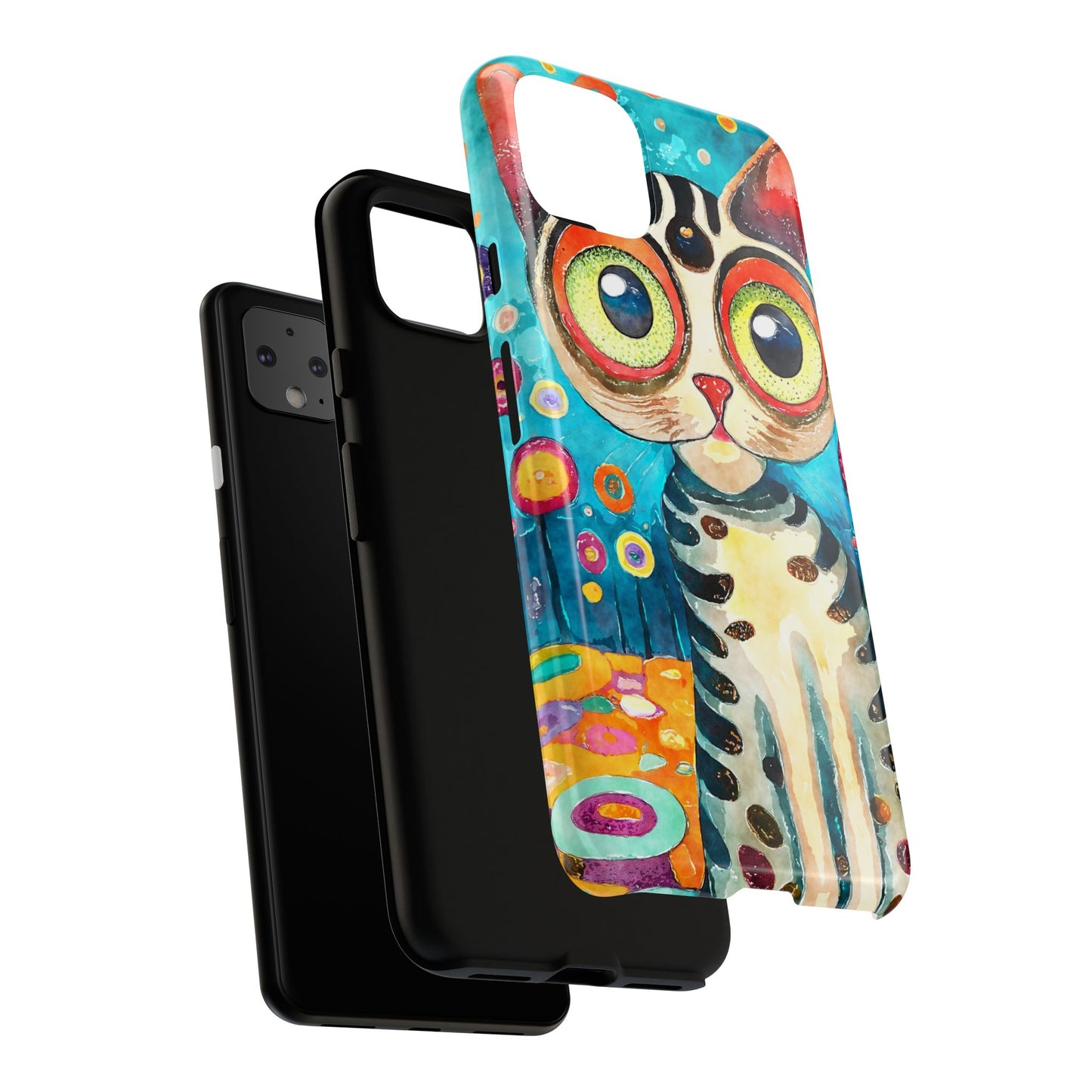 Here Kitty Kitty, Colorful Cat Phone Case - Unique Artistic Design for Cat Lovers