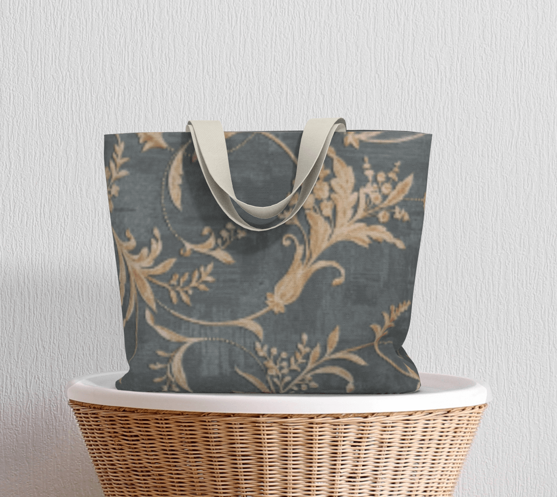 Muted Blue Large Market Tote Bag - Ann Malley Staycation Essentials