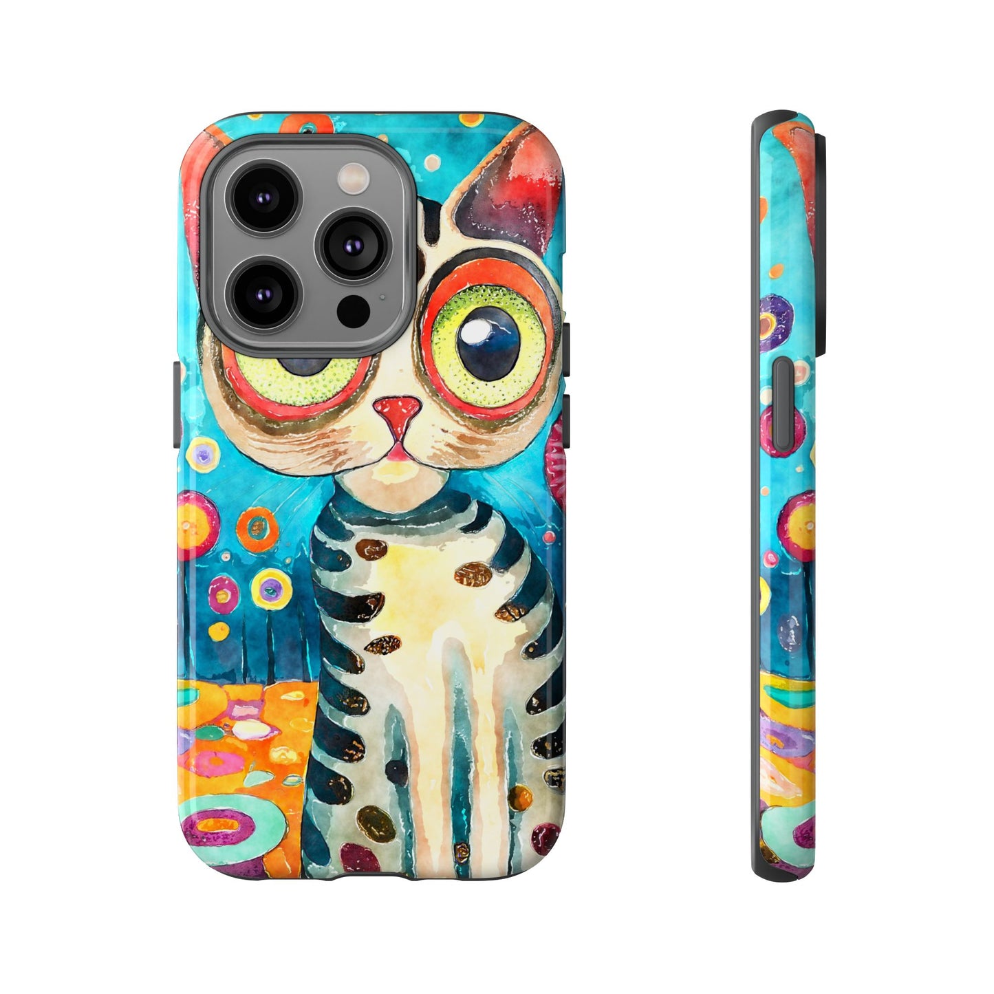 Here Kitty Kitty, Colorful Cat Phone Case - Unique Artistic Design for Cat Lovers