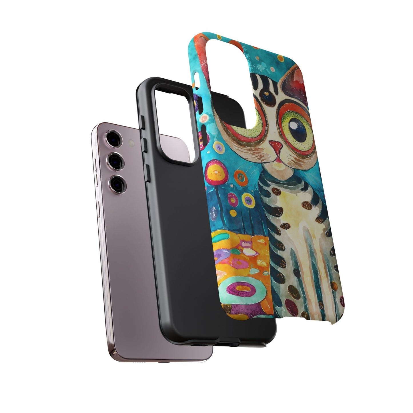 Here Kitty Kitty, Colorful Cat Phone Case - Unique Artistic Design for Cat Lovers