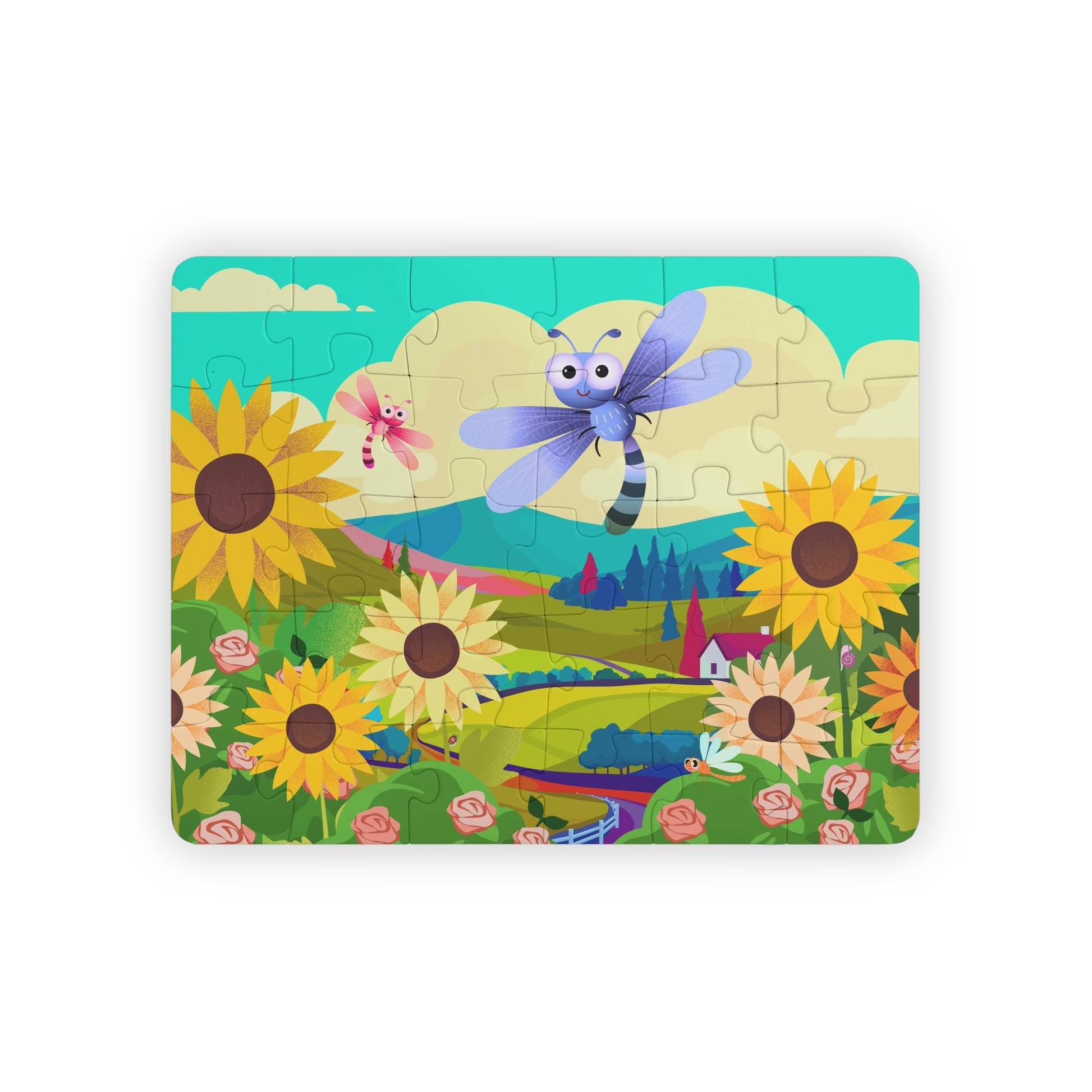 Dragonfly Sunflower Kids' Jigsaw Puzzle, 30-Piece - Ann Malley Staycation Essentials