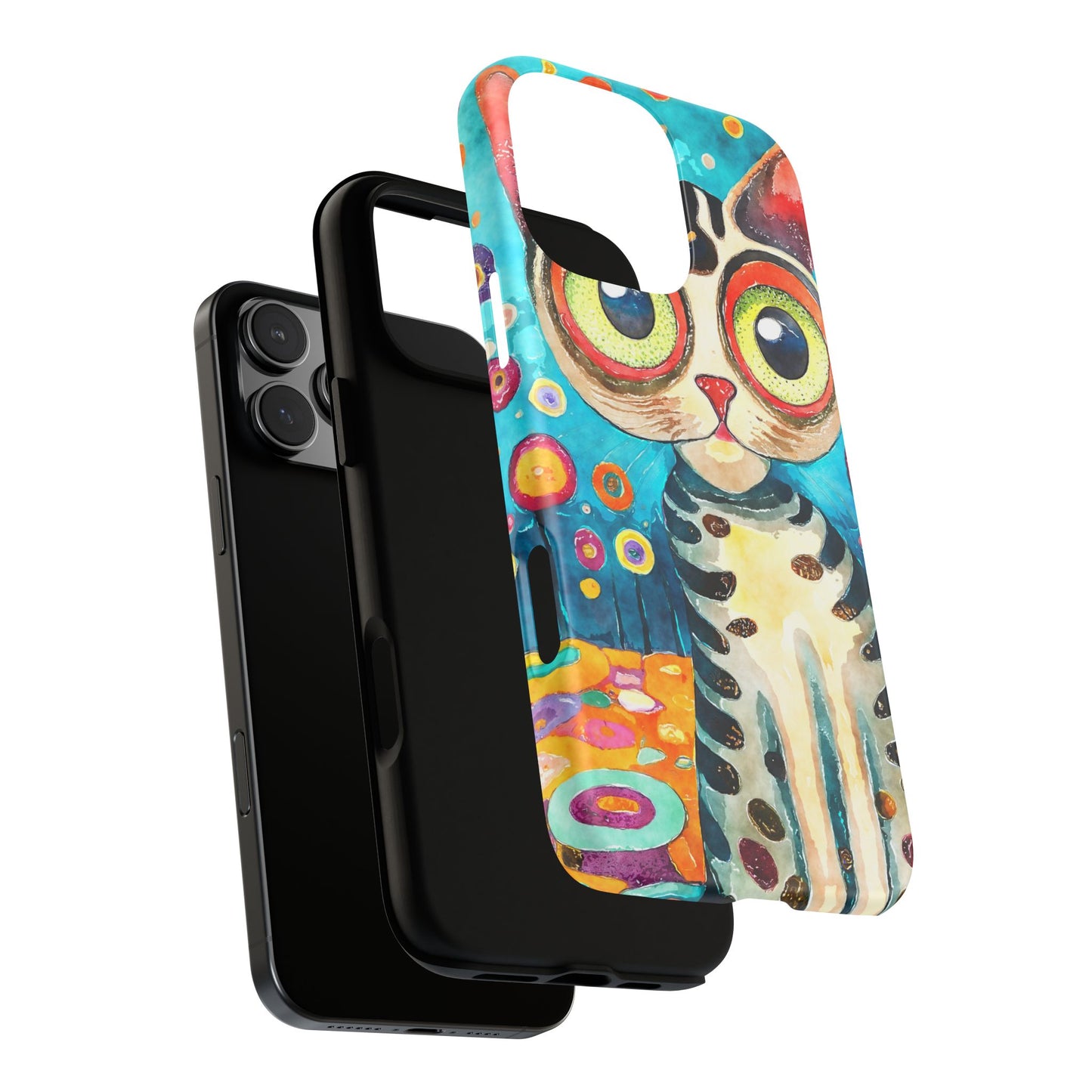 Here Kitty Kitty, Colorful Cat Phone Case - Unique Artistic Design for Cat Lovers