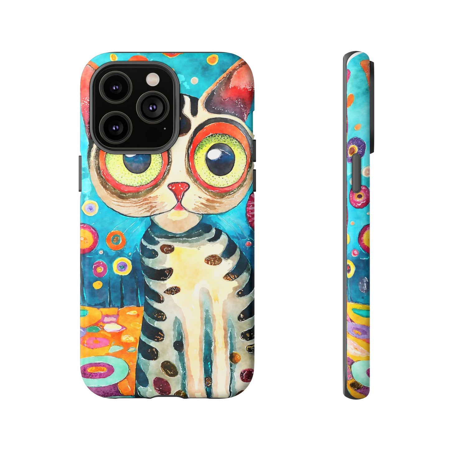 Here Kitty Kitty, Colorful Cat Phone Case - Unique Artistic Design for Cat Lovers