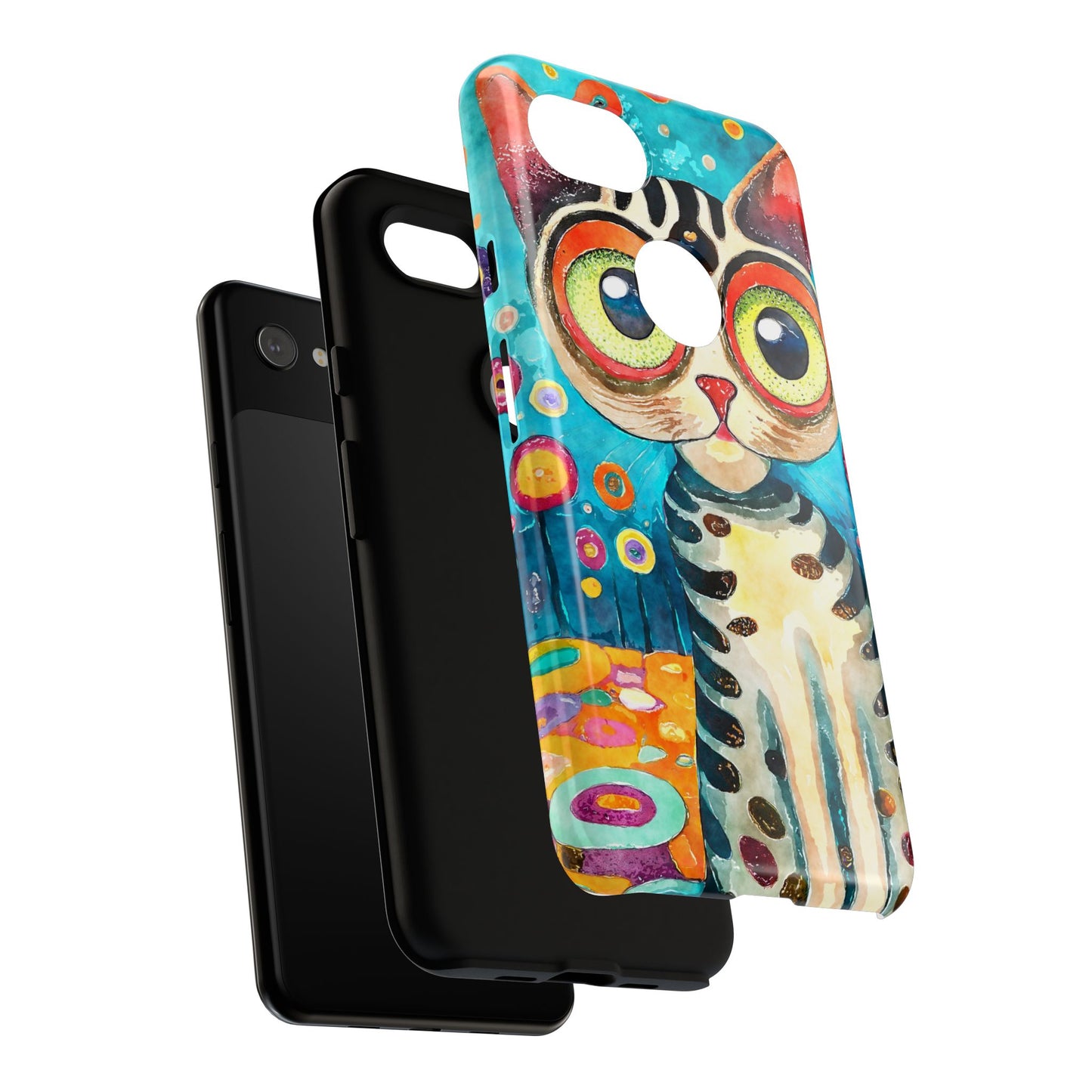 Here Kitty Kitty, Colorful Cat Phone Case - Unique Artistic Design for Cat Lovers