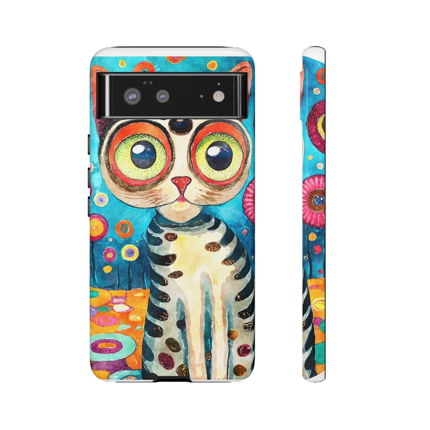 Here Kitty Kitty, Colorful Cat Phone Case - Unique Artistic Design for Cat Lovers