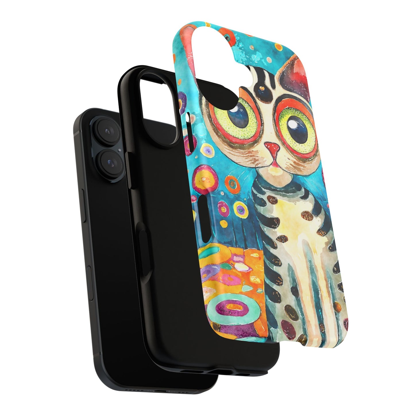 Here Kitty Kitty, Colorful Cat Phone Case - Unique Artistic Design for Cat Lovers