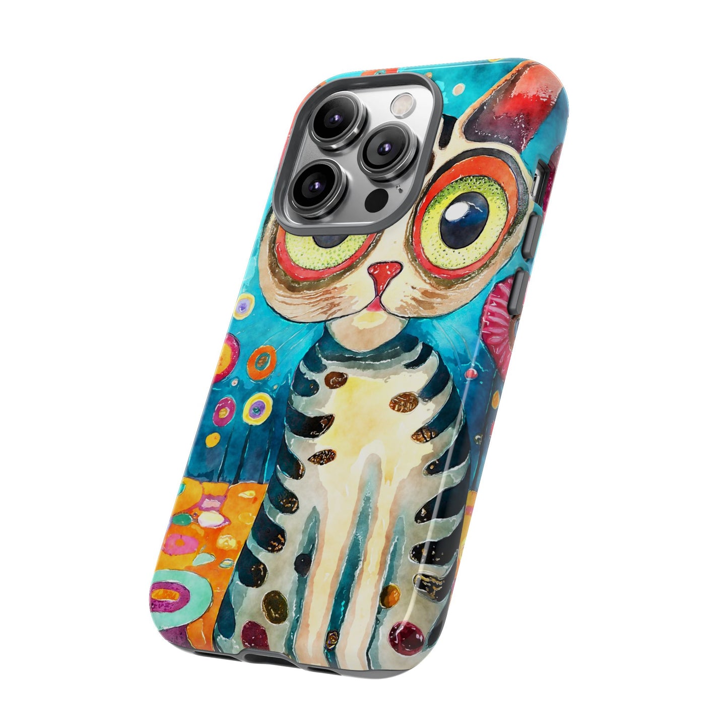 Here Kitty Kitty, Colorful Cat Phone Case - Unique Artistic Design for Cat Lovers