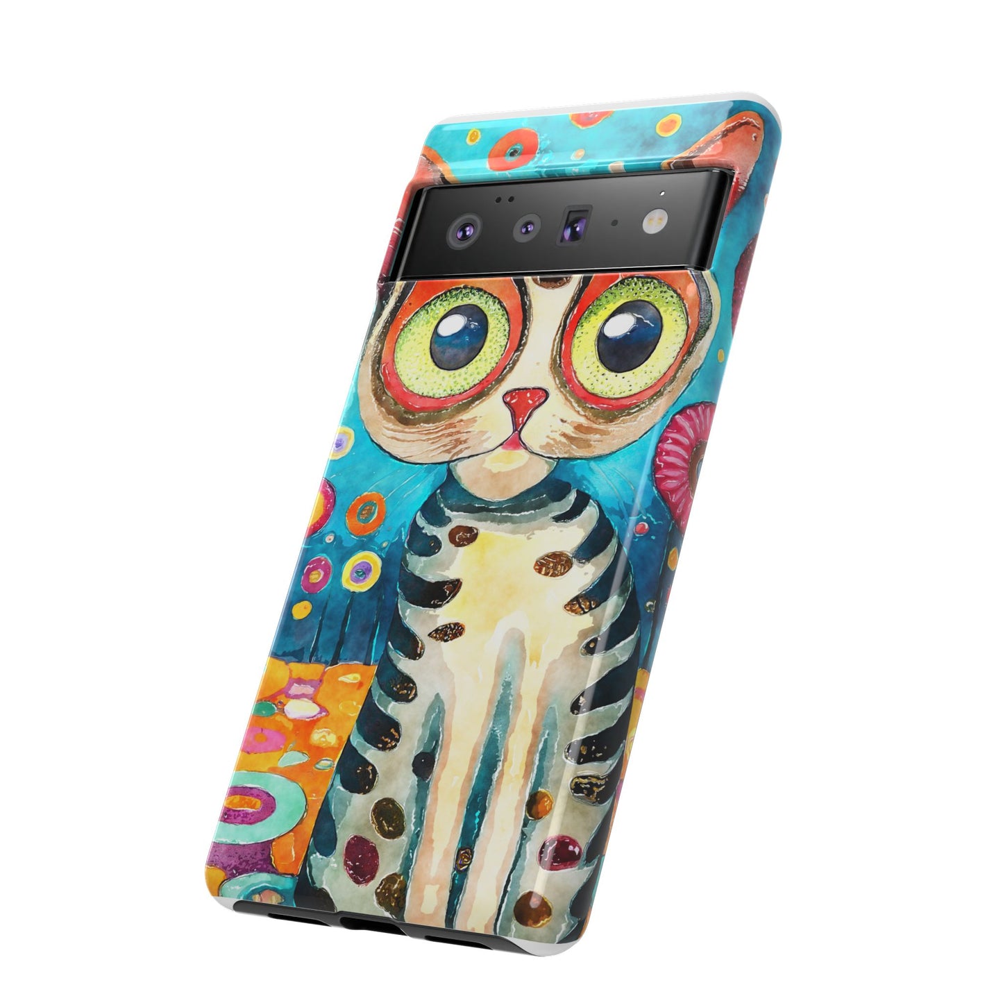 Here Kitty Kitty, Colorful Cat Phone Case - Unique Artistic Design for Cat Lovers