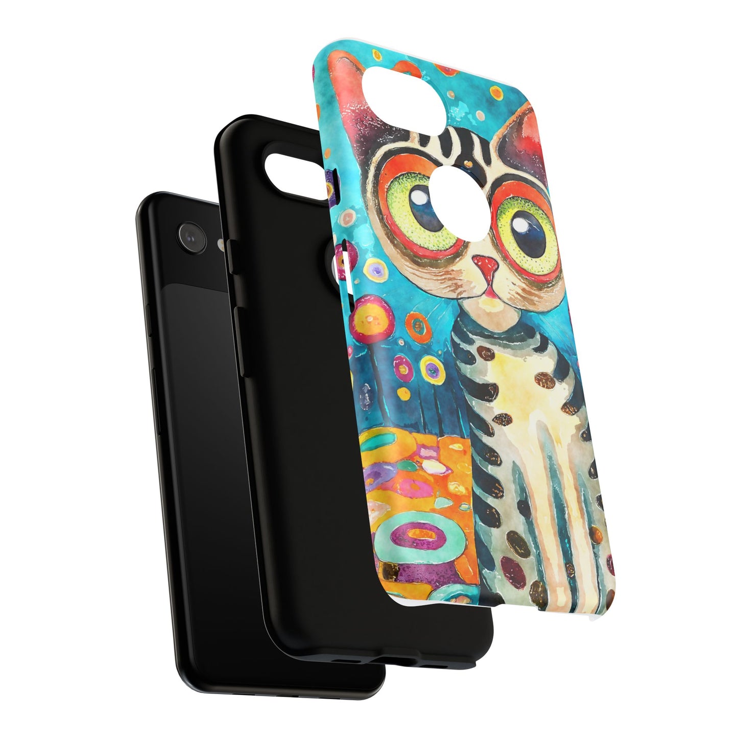 Here Kitty Kitty, Colorful Cat Phone Case - Unique Artistic Design for Cat Lovers