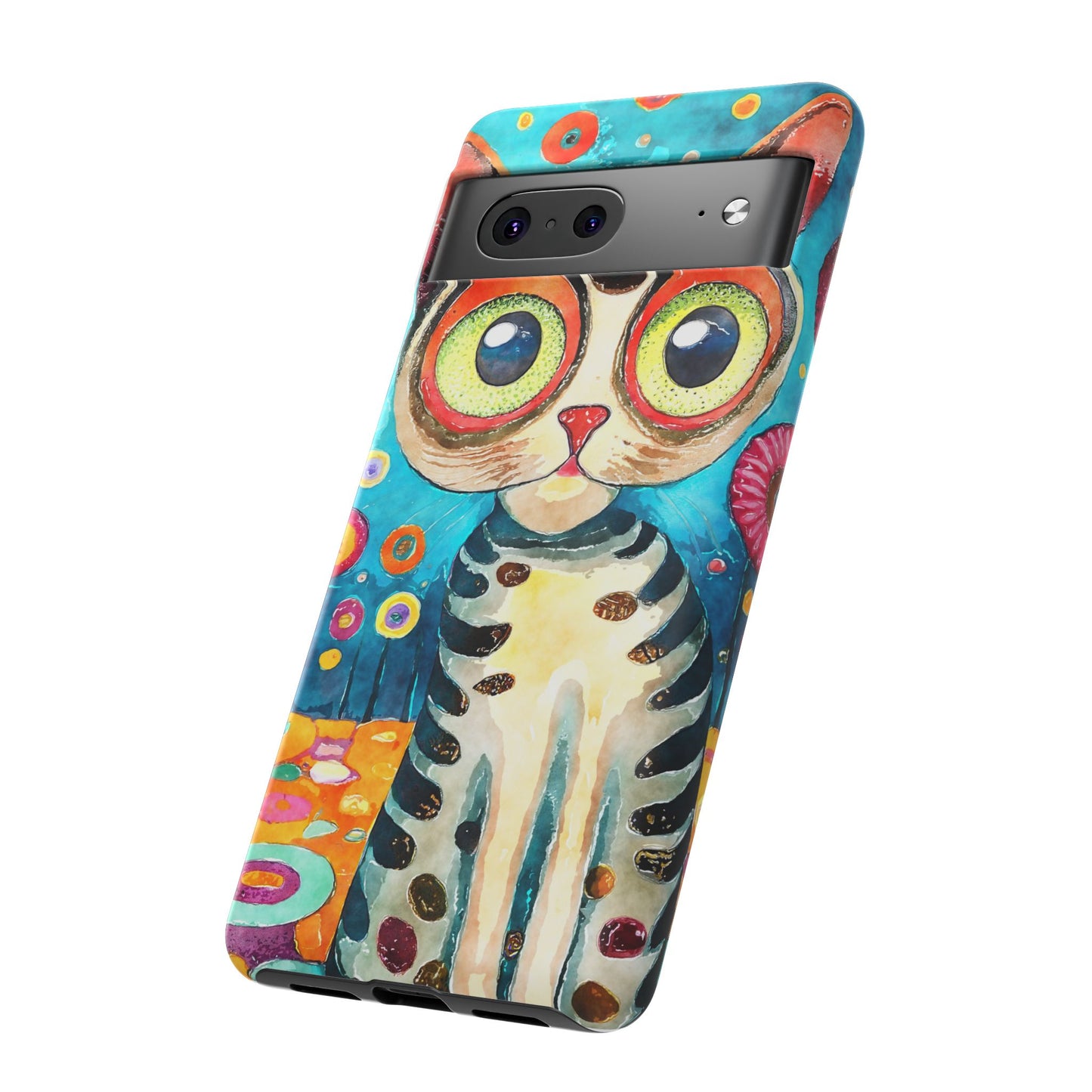 Here Kitty Kitty, Colorful Cat Phone Case - Unique Artistic Design for Cat Lovers