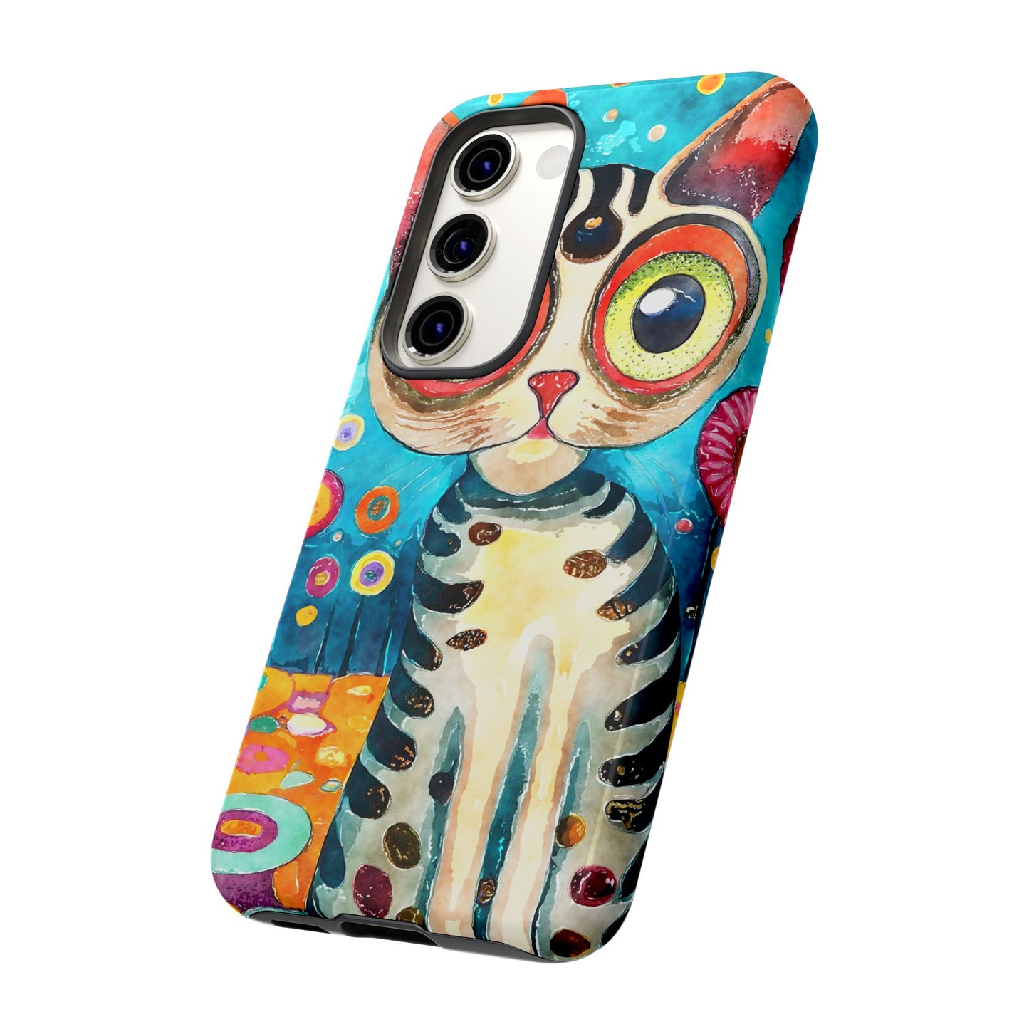 Here Kitty Kitty, Colorful Cat Phone Case - Unique Artistic Design for Cat Lovers