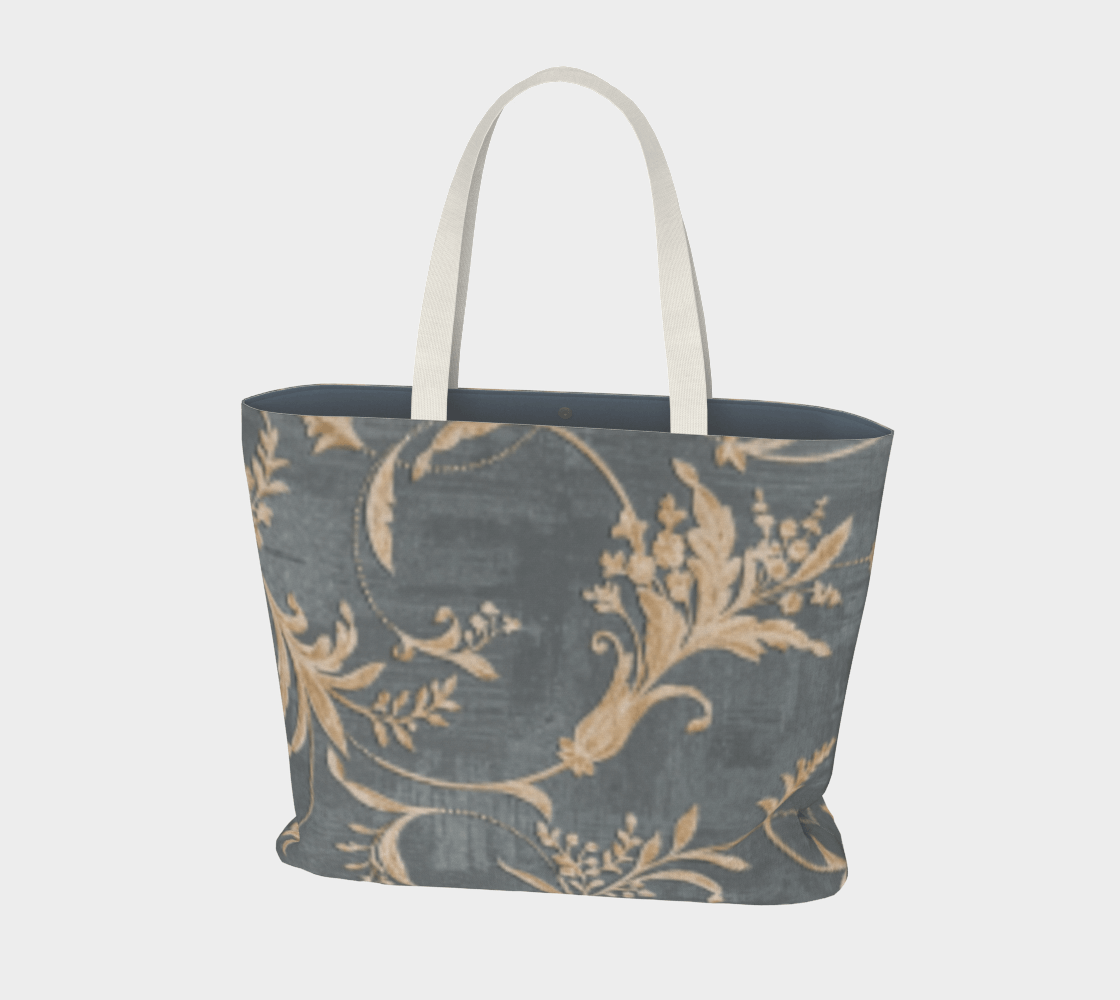 Muted Blue Large Market Tote Bag - Ann Malley Staycation Essentials