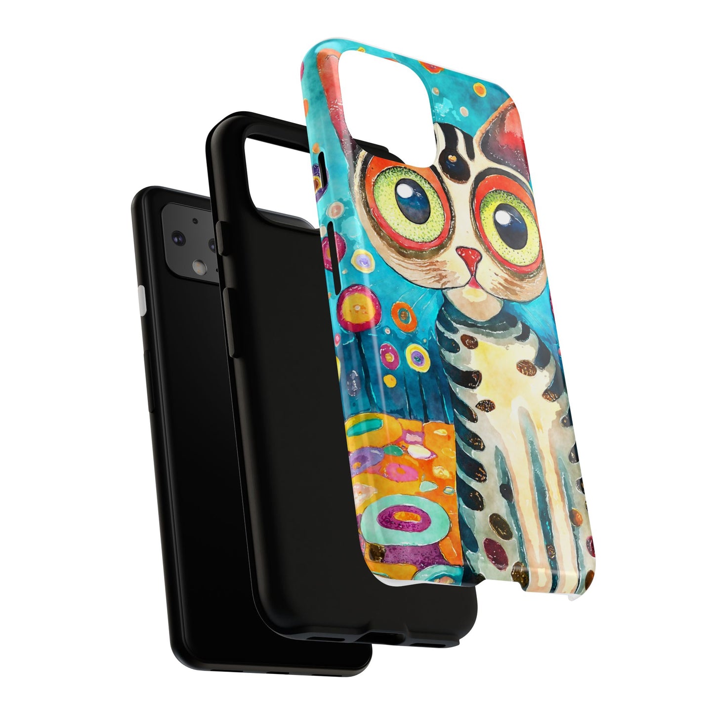 Here Kitty Kitty, Colorful Cat Phone Case - Unique Artistic Design for Cat Lovers