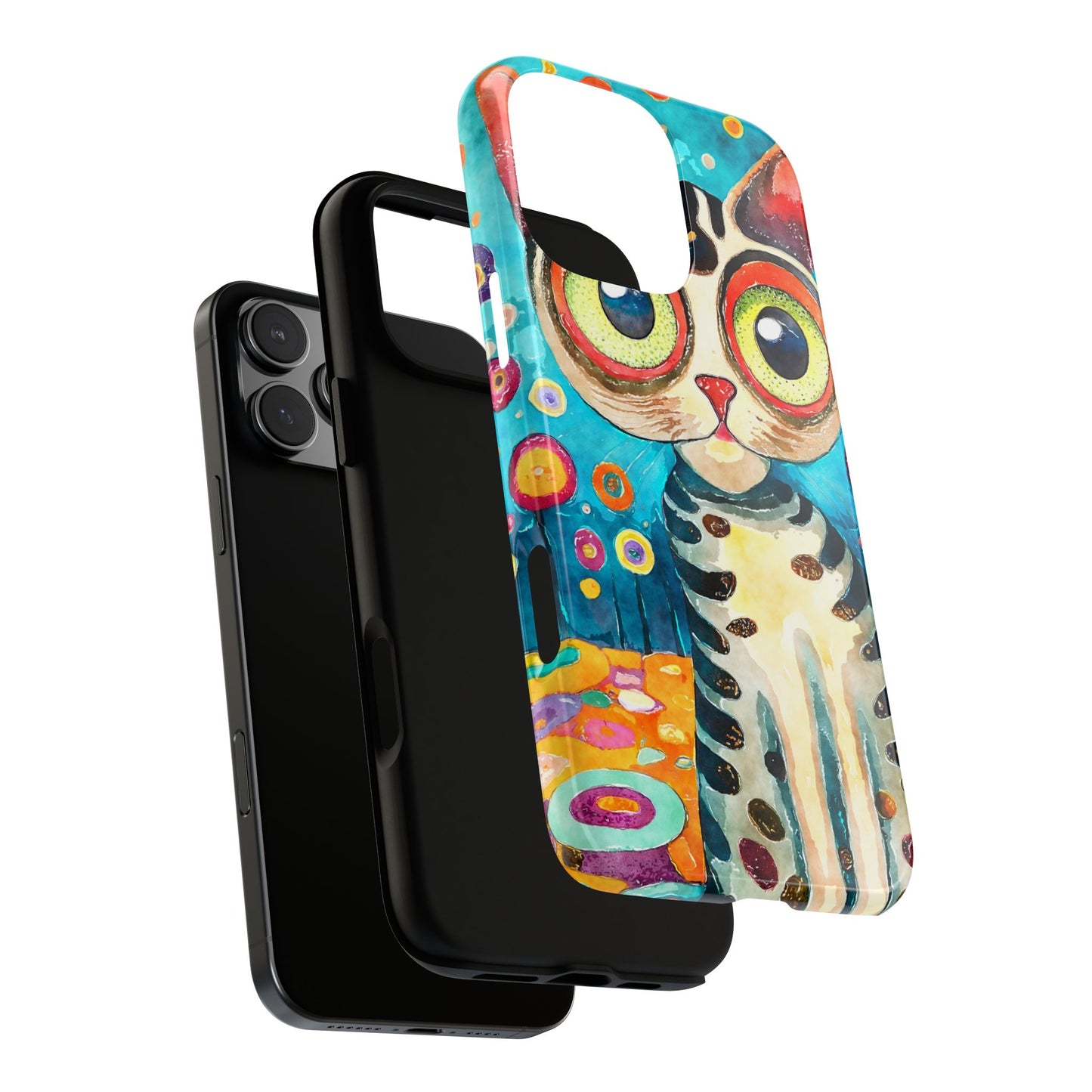 Here Kitty Kitty, Colorful Cat Phone Case - Unique Artistic Design for Cat Lovers