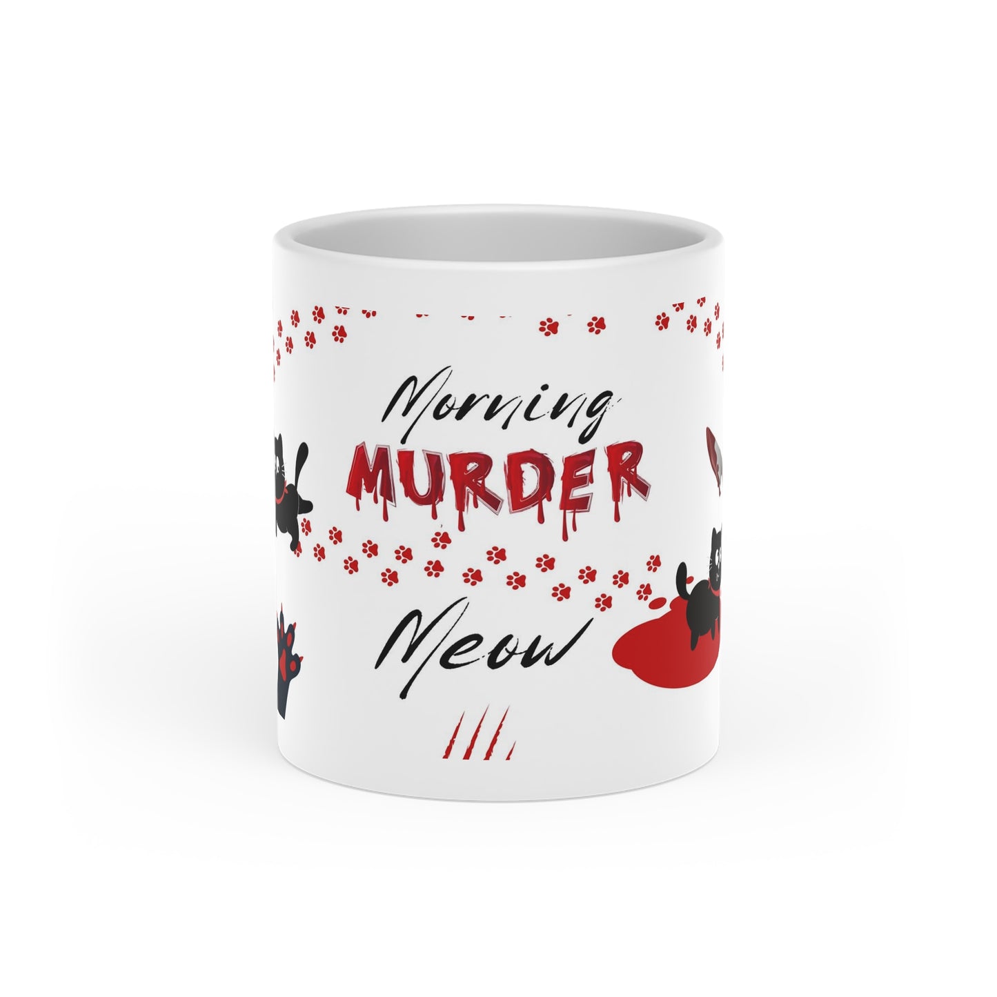 Morning Murder Meow Heart-Shaped Mug