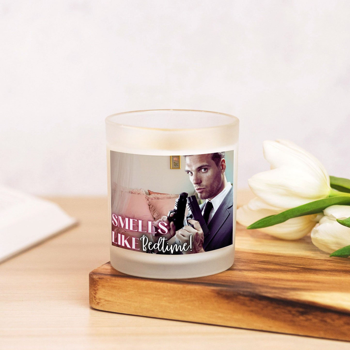 Smells Like Bedtime Bodyguard Candle Frosted Glass (Hand Poured 11 oz)  [FREE SHIPPING]