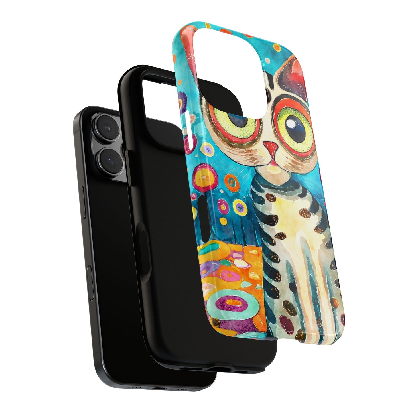 Here Kitty Kitty, Colorful Cat Phone Case - Unique Artistic Design for Cat Lovers