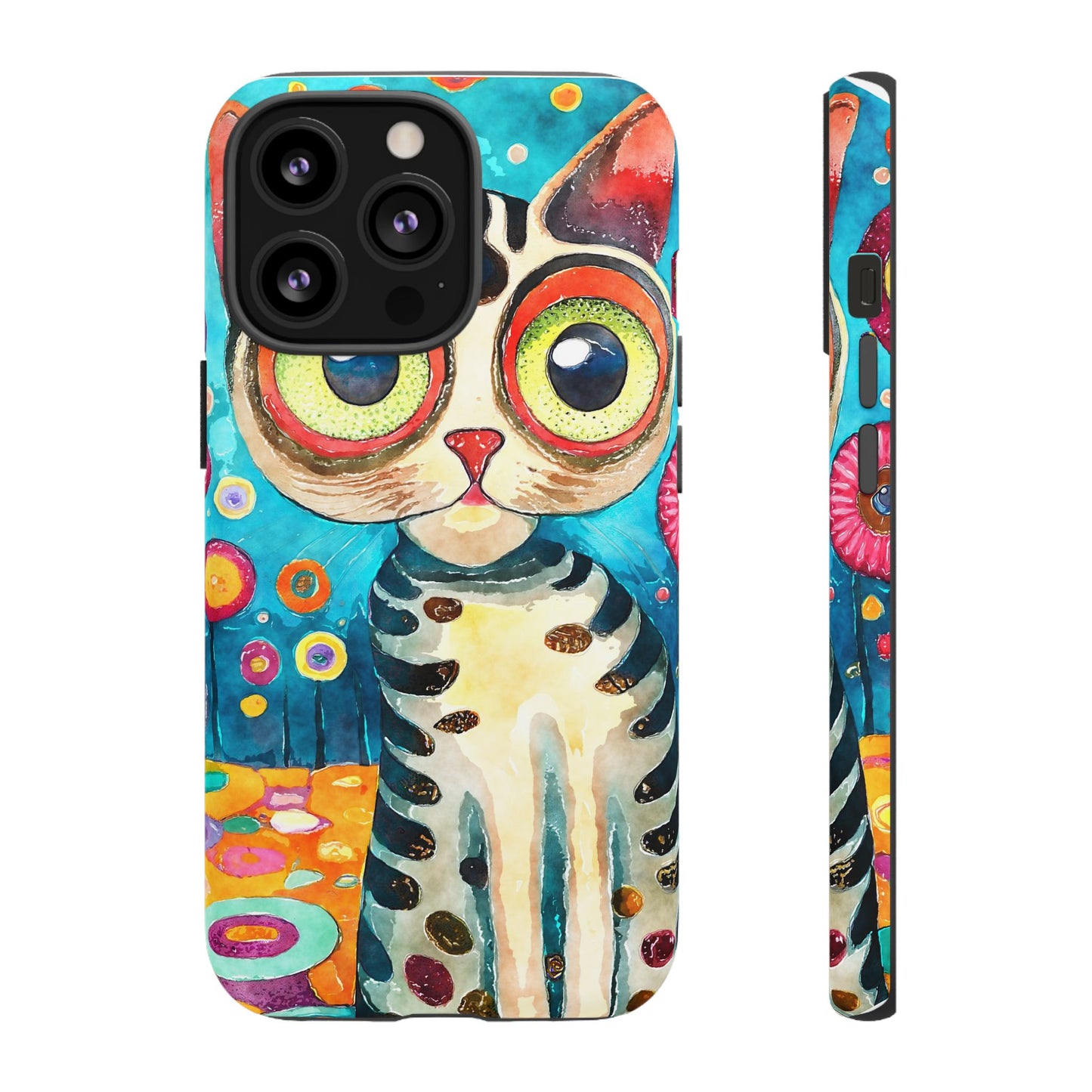 Here Kitty Kitty, Colorful Cat Phone Case - Unique Artistic Design for Cat Lovers