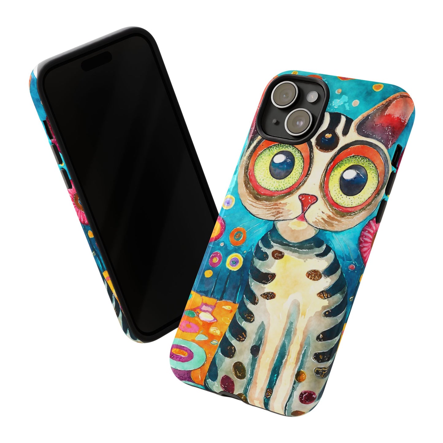 Here Kitty Kitty, Colorful Cat Phone Case - Unique Artistic Design for Cat Lovers