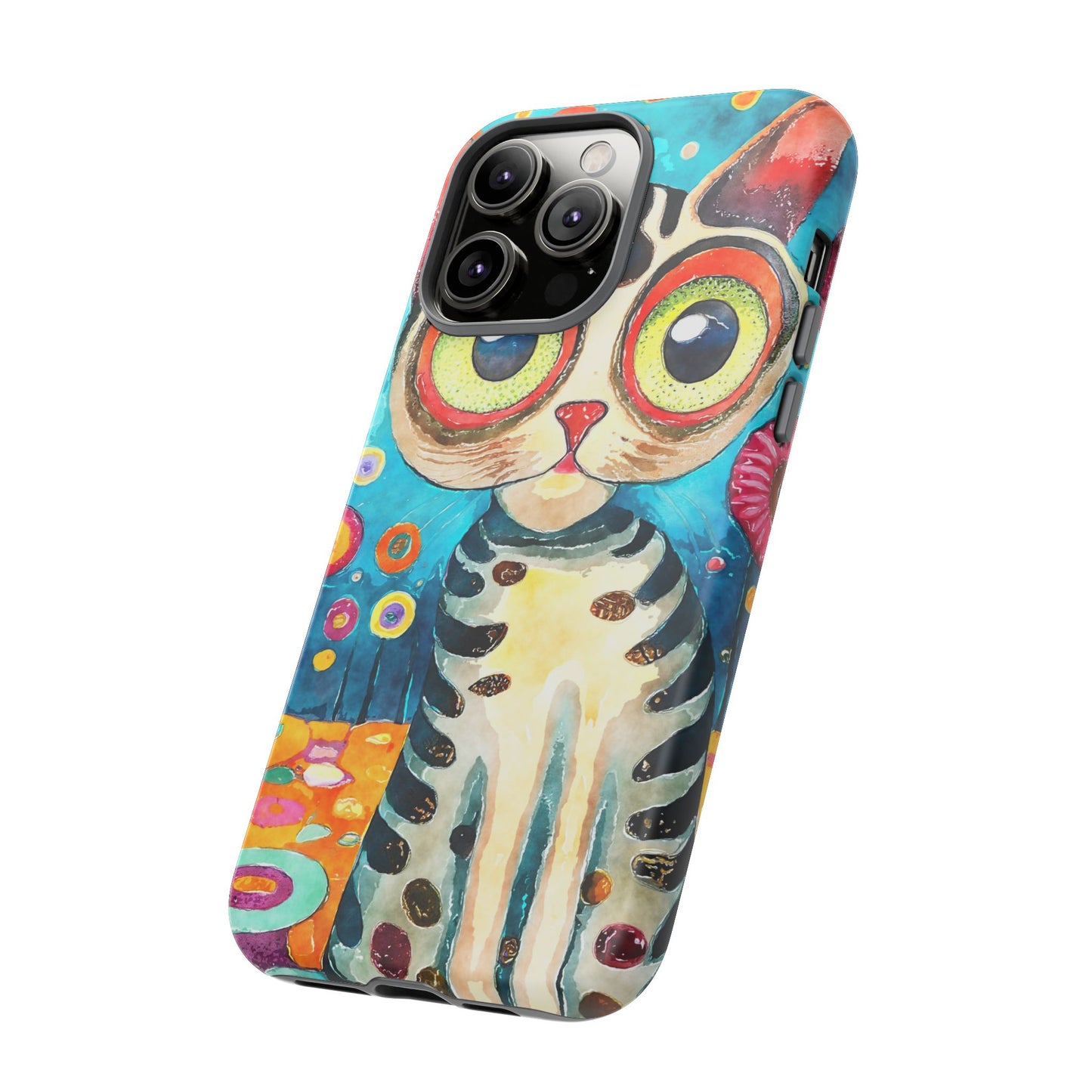 Here Kitty Kitty, Colorful Cat Phone Case - Unique Artistic Design for Cat Lovers