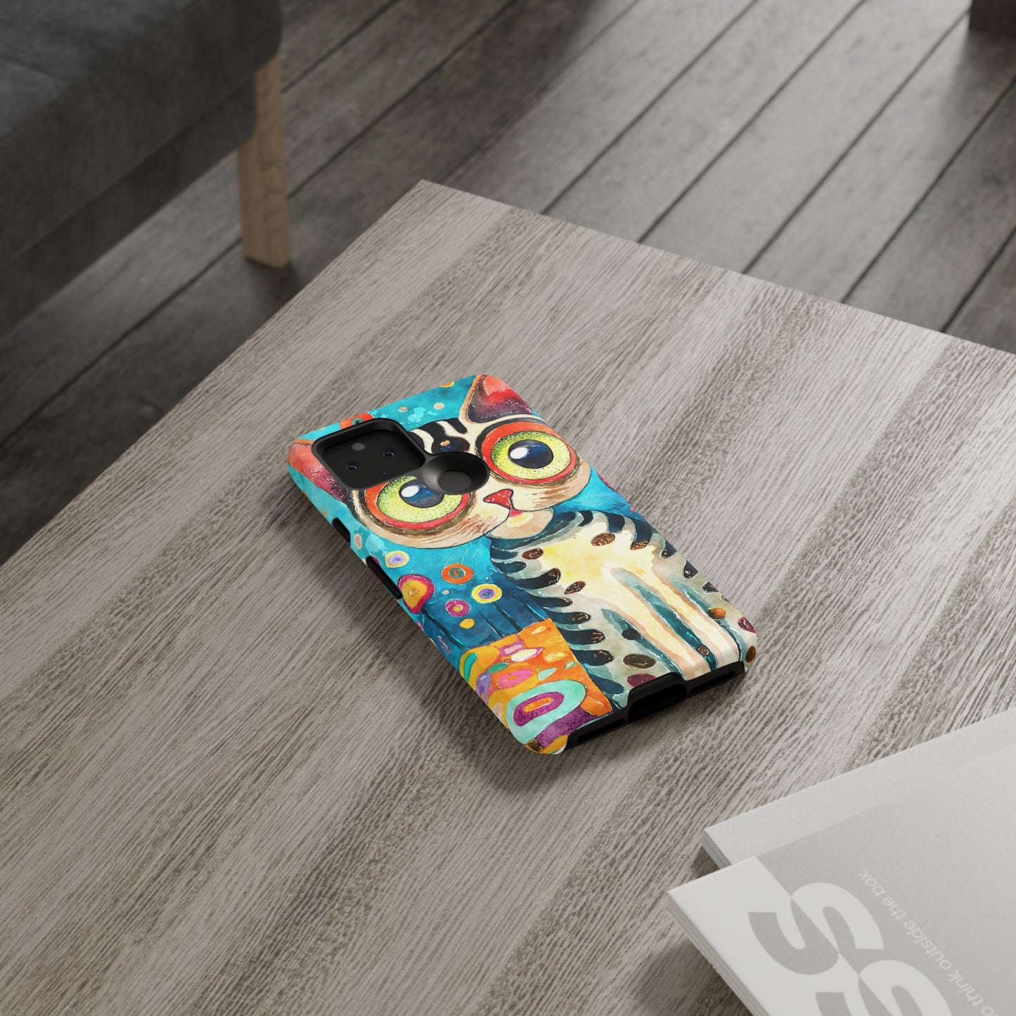 Here Kitty Kitty, Colorful Cat Phone Case - Unique Artistic Design for Cat Lovers