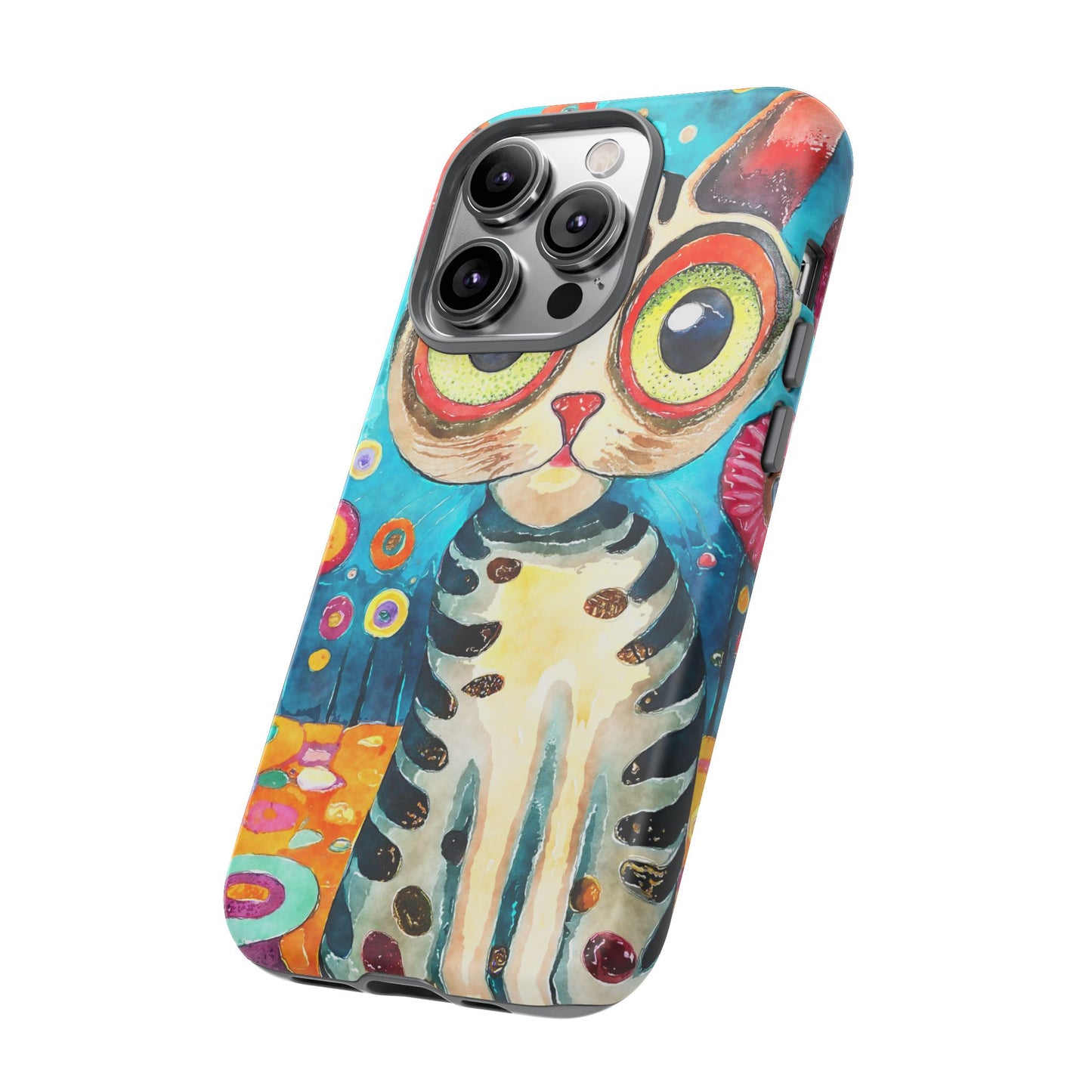 Here Kitty Kitty, Colorful Cat Phone Case - Unique Artistic Design for Cat Lovers