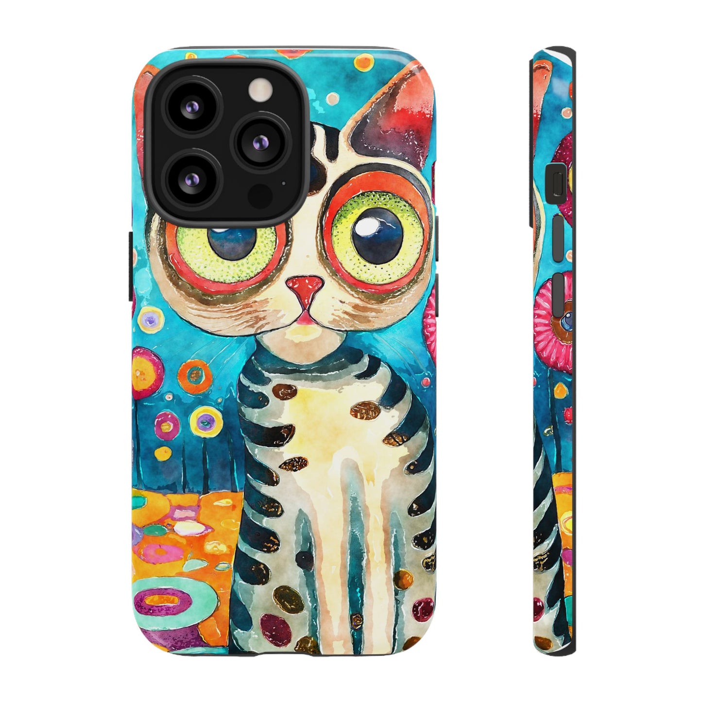 Here Kitty Kitty, Colorful Cat Phone Case - Unique Artistic Design for Cat Lovers