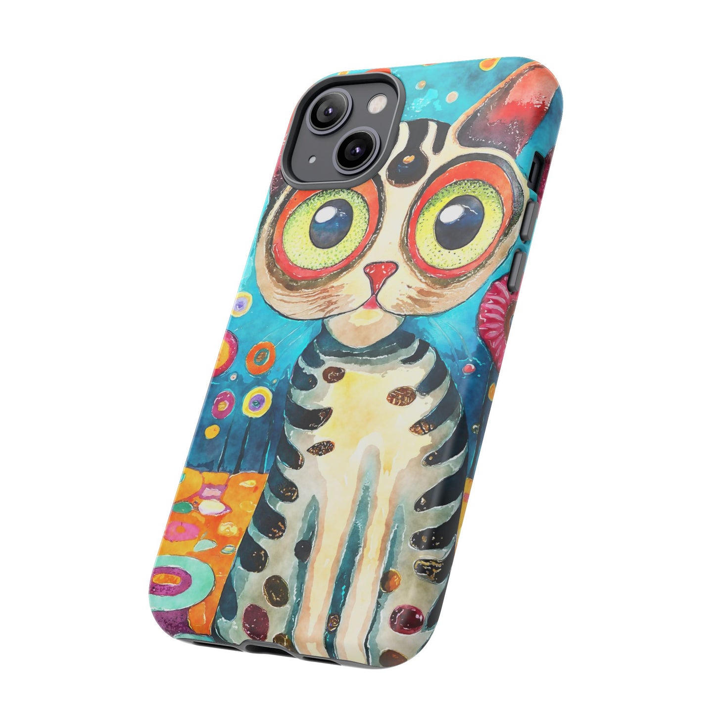 Here Kitty Kitty, Colorful Cat Phone Case - Unique Artistic Design for Cat Lovers